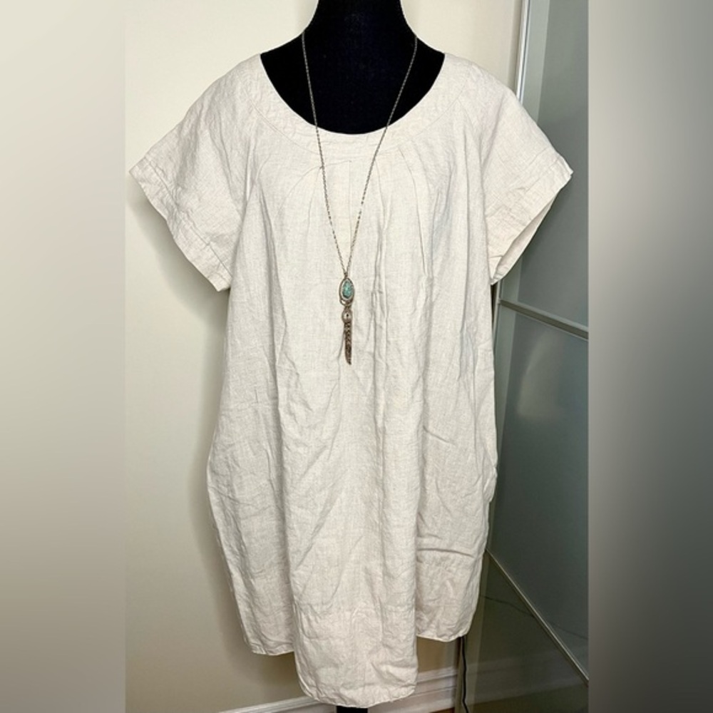 Linen Cream Midi Dress